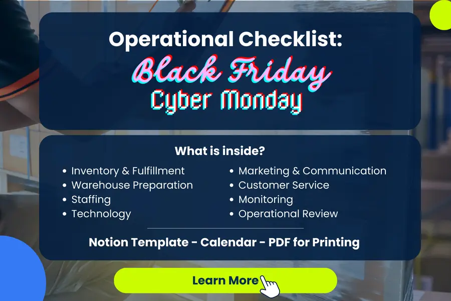 Operational Checklist to make sure operational efficiency for  Black Friday and Cyber Monday.
