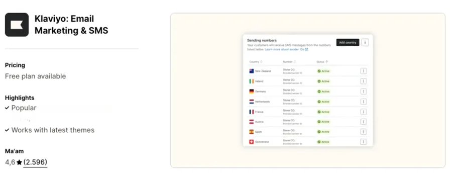 Image showing Klaviyo SMS and Email marketing app as one of the best Shopify app for Black Friday and Cyber Monday.