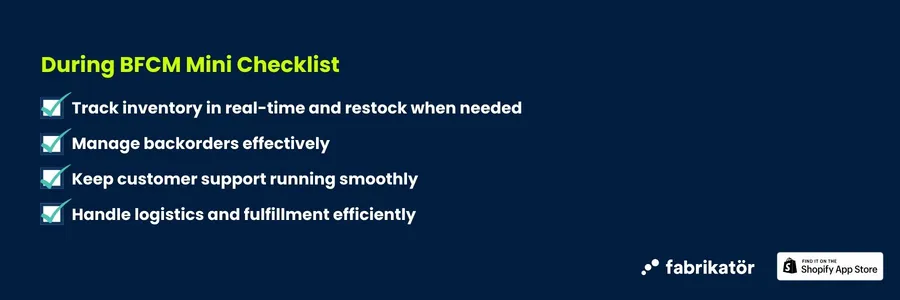 a mini checklist to ensure every essential inventory related task is completed during Black Friday and Cyber Monday