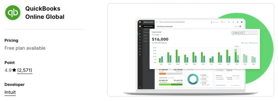 Image showing Quickbooks as an efficient accounting app on Shopify for Shopify Black Friday and Cyber Monday.