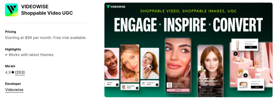 Image showing VIDEOWISE app as one the best Shopify marketing apps for Black Friday and Cyber Monday.