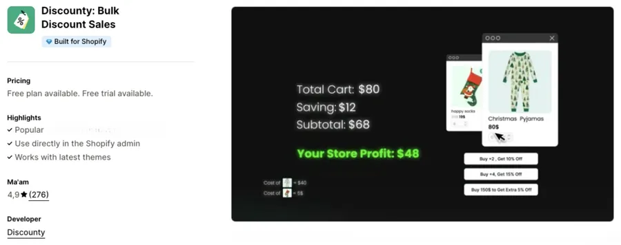 Image showing Discounty as an efficient discount app for Shopify Black Friday and Cyber Monday.