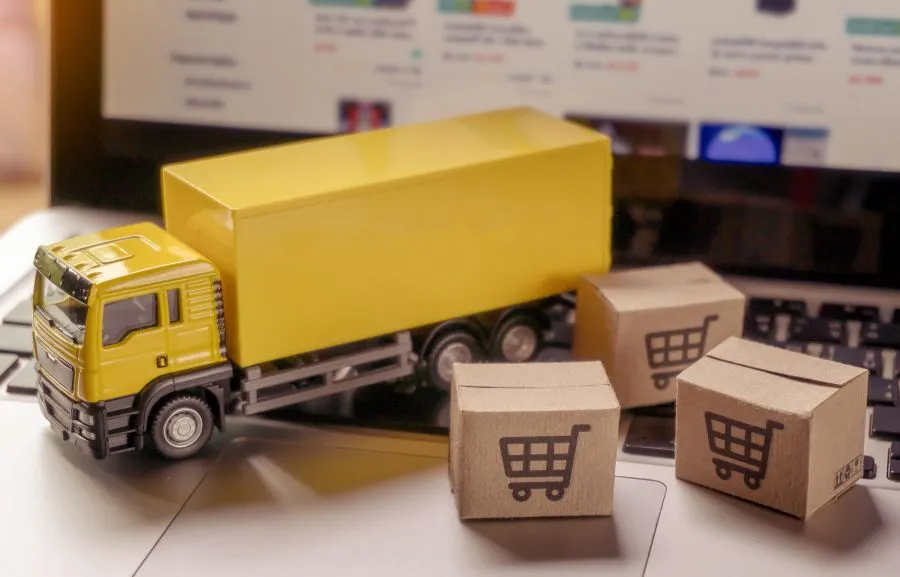 An image of truck and inventory boxes.