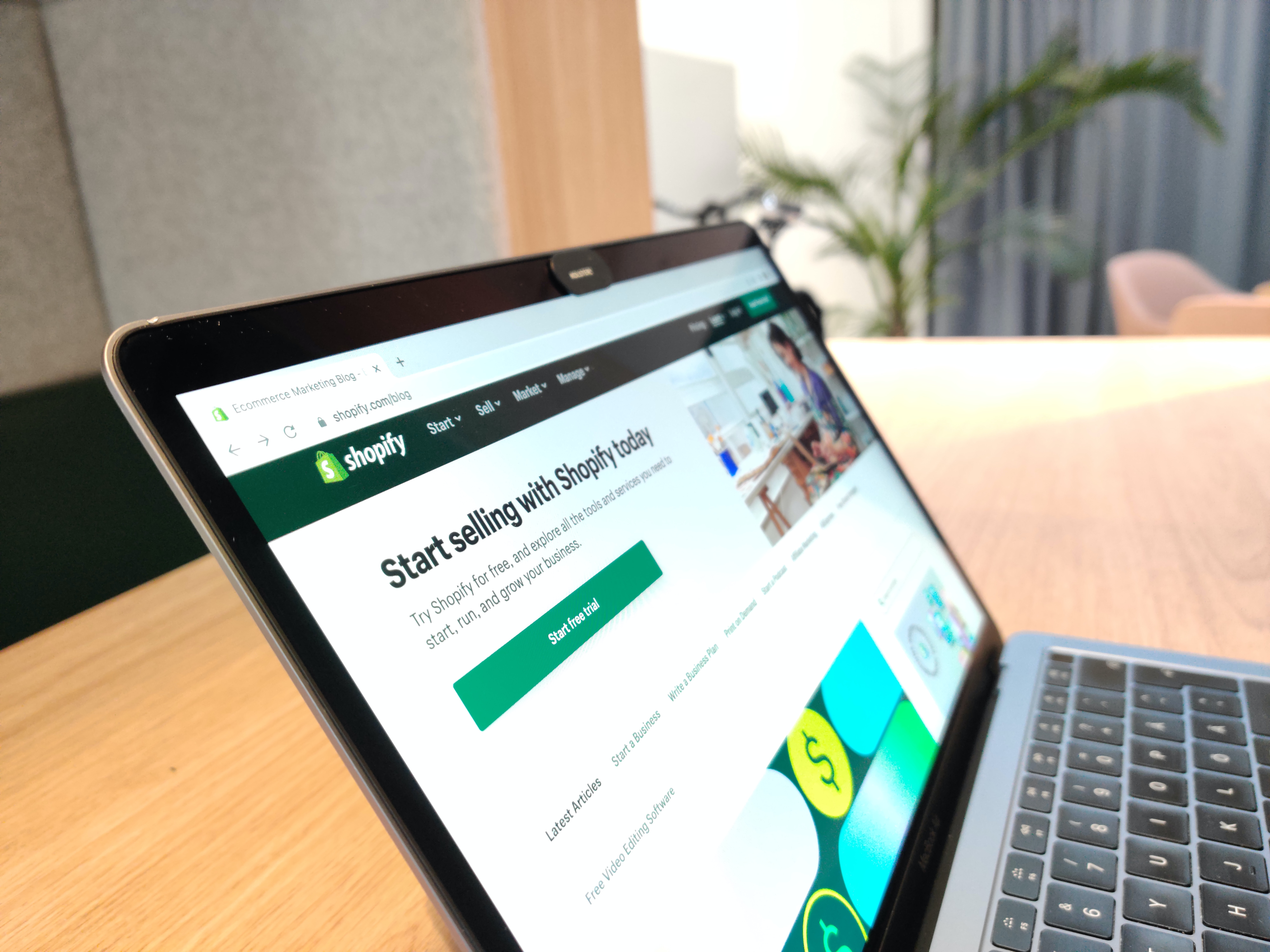 A computer screen showing Shopify platform.