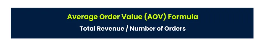 Average order value (AOV) formula to calculate average order value.