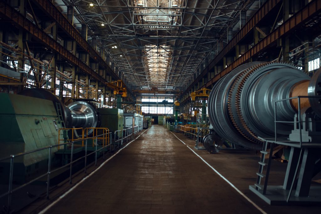 Turbine manufacturing factory interior, nobody