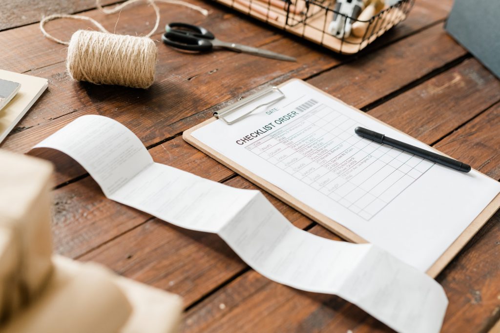 order checklist paper.