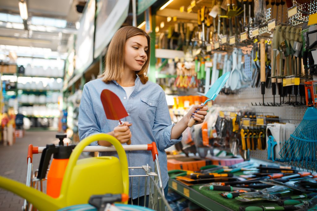 A woman is shopping.