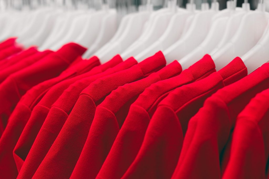 Jacket stock of a clothing store.