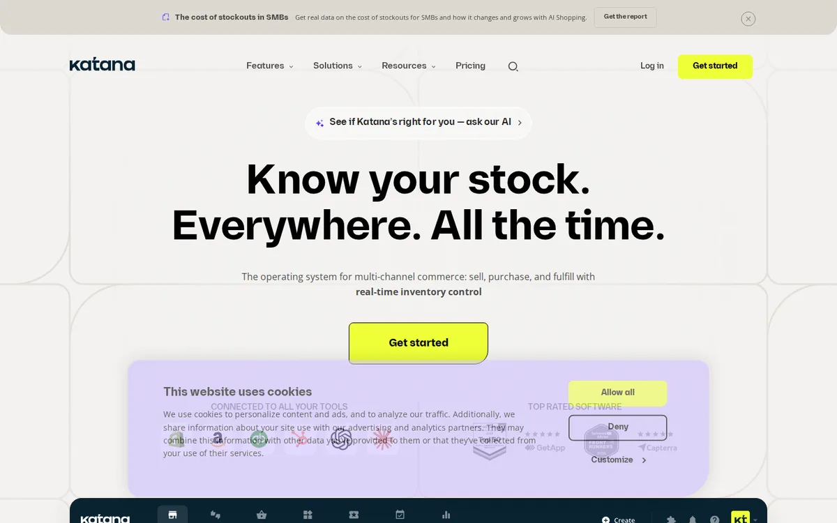 Katana Cloud Inventory homepage screenshot