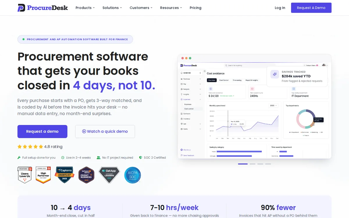 ProcureDesk homepage screenshot